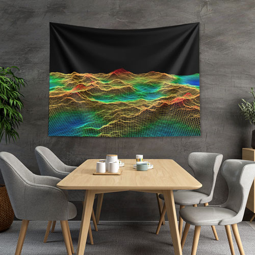 Renkli Wireframe Peyzaj Dijital Sanat Duvar Örtüsü 4868