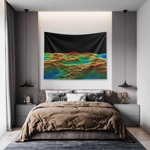 Renkli Wireframe Peyzaj Dijital Sanat Duvar Örtüsü 4868