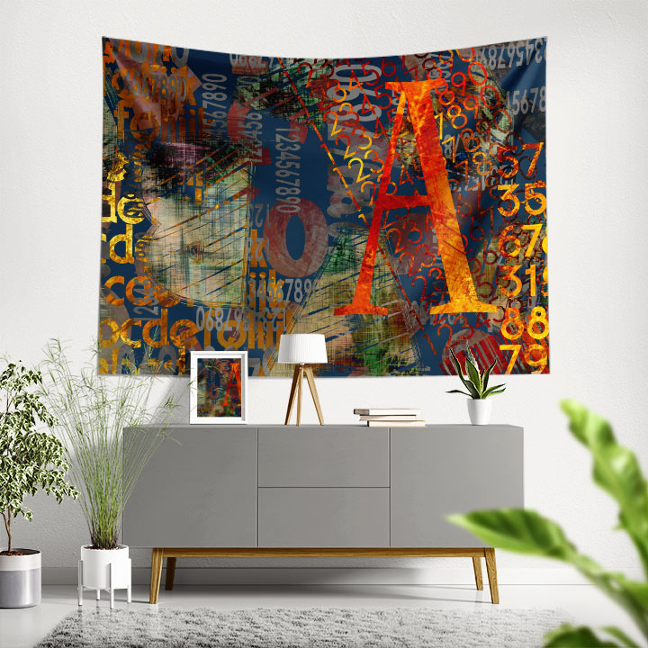 Tipografik Kolaj A Harfi Dijital Sanat Duvar Örtüsü 4870