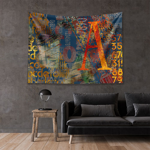Tipografik Kolaj A Harfi Dijital Sanat Duvar Örtüsü 4870