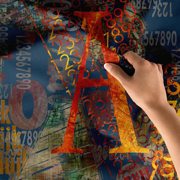 Tipografik Kolaj A Harfi Dijital Sanat Duvar Örtüsü 4870