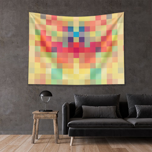 Renkli Mozaik Desenli Dijital Sanat Duvar Örtüsü 4877