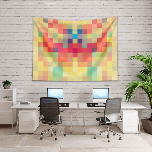 Renkli Mozaik Desenli Dijital Sanat Duvar Örtüsü 4877