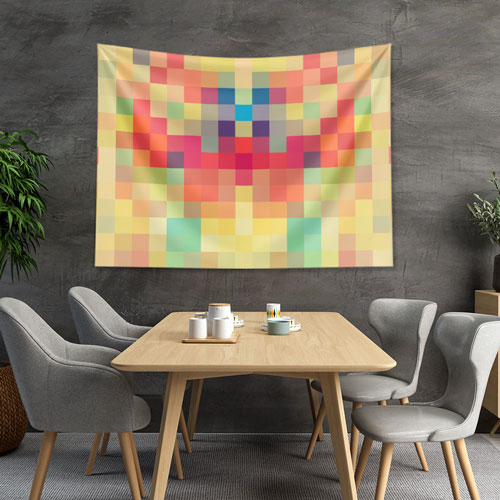 Renkli Mozaik Desenli Dijital Sanat Duvar Örtüsü 4877