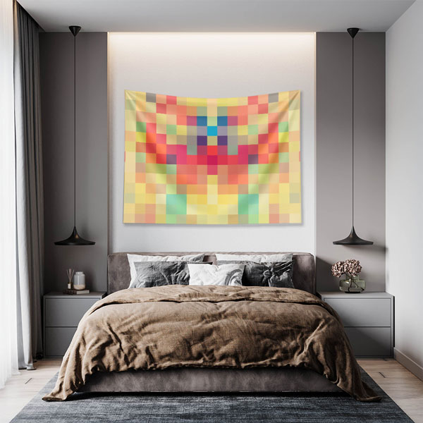 Renkli Mozaik Desenli Dijital Sanat Duvar Örtüsü 4877