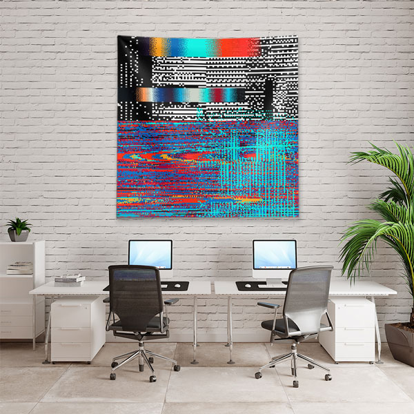 Glitch Efektli Dijital Sanat Duvar Örtüsü 4880