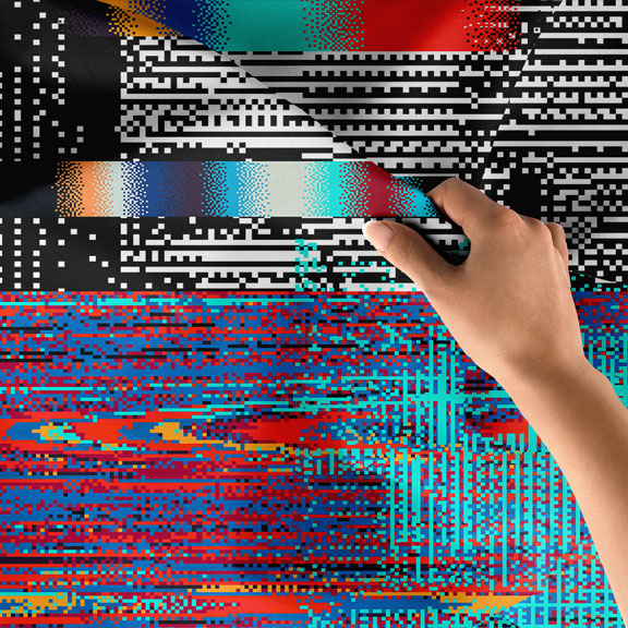 Glitch Efektli Dijital Sanat Duvar Örtüsü 4880