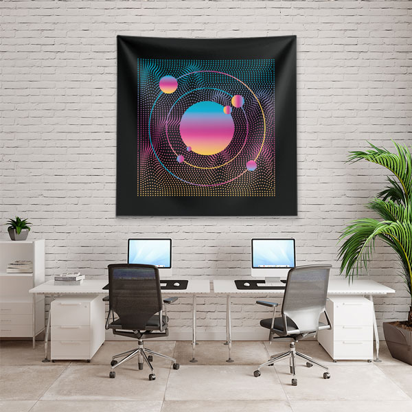 Geometrik Halka Desenli Dijital Sanat Duvar Örtüsü 4881