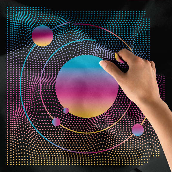 Geometrik Halka Desenli Dijital Sanat Duvar Örtüsü 4881