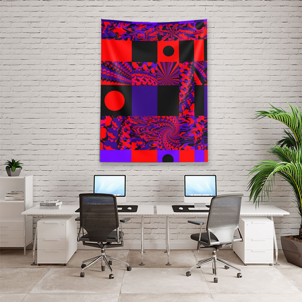 Geometrik Blok Kompozisyonlu Dijital Sanat Duvar Örtüsü 4882