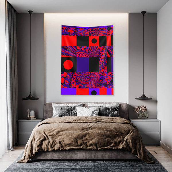 Geometrik Blok Kompozisyonlu Dijital Sanat Duvar Örtüsü 4882