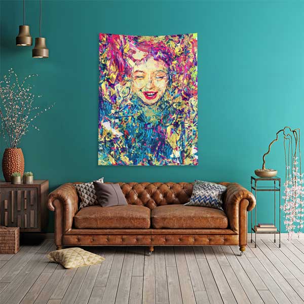 Renk Patlamalı Ekspresif Portre Dijital Sanat Duvar Örtüsü 4884