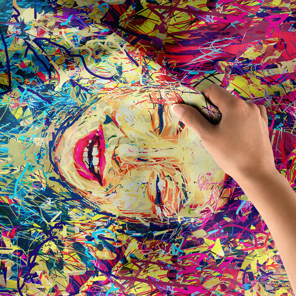 Renk Patlamalı Ekspresif Portre Dijital Sanat Duvar Örtüsü 4884