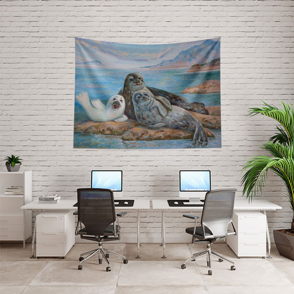 Sevimli Fok Ailesi Duvar Örtüsü 4945