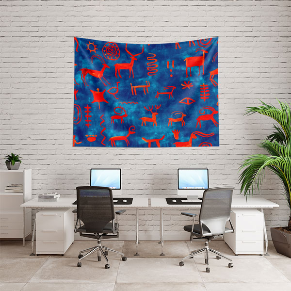 duvar-ortusu-4947-02 İlkel Sanat Hayvan Figürlü Duvar Örtüsü 4947