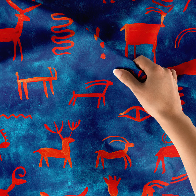 duvar-ortusu-4947-06 İlkel Sanat Hayvan Figürlü Duvar Örtüsü 4947