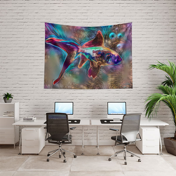 Renkli Soyut Balık Sanatı Duvar Örtüsü 4949