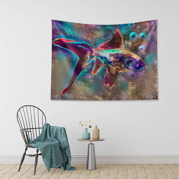 Renkli Soyut Balık Sanatı Duvar Örtüsü 4949