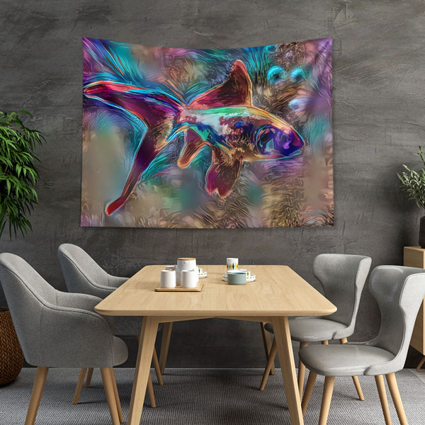 Renkli Soyut Balık Sanatı Duvar Örtüsü 4949