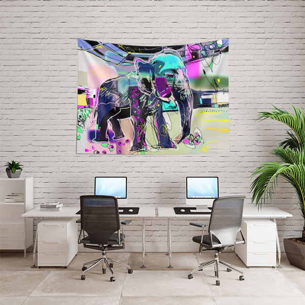 Soyut Fil Figürlü Modern Duvar Örtüsü 4951