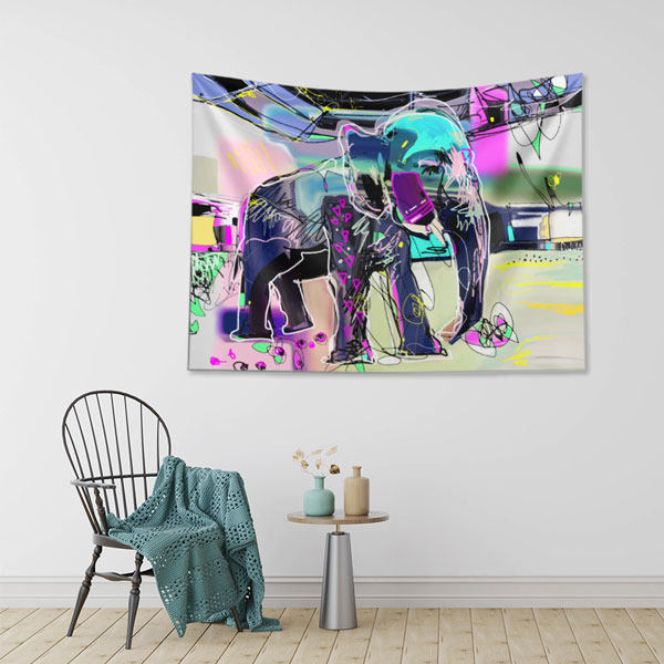 Soyut Fil Figürlü Modern Duvar Örtüsü 4951