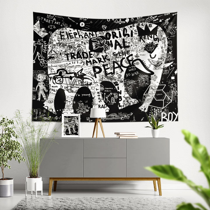 Grafiti Fil Figürlü Sokak Sanatı Duvar Örtüsü 4952