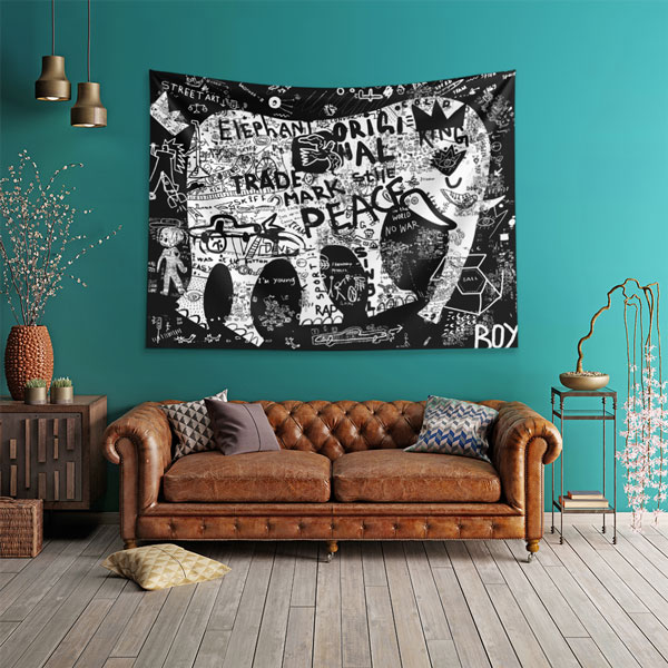 duvar-ortusu-4952-01 Grafiti Fil Figürlü Sokak Sanatı Duvar Örtüsü 4952