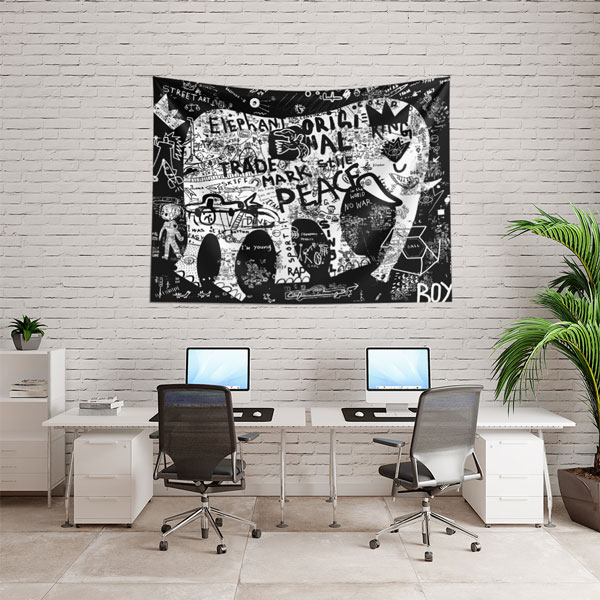 duvar-ortusu-4952-02 Grafiti Fil Figürlü Sokak Sanatı Duvar Örtüsü 4952