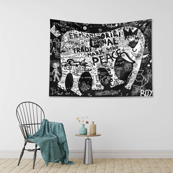 duvar-ortusu-4952-03 Grafiti Fil Figürlü Sokak Sanatı Duvar Örtüsü 4952