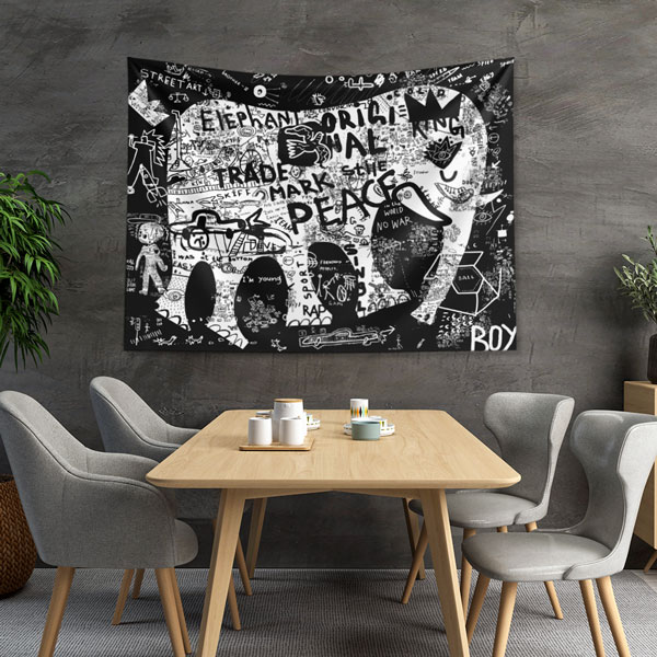 duvar-ortusu-4952-04 Grafiti Fil Figürlü Sokak Sanatı Duvar Örtüsü 4952