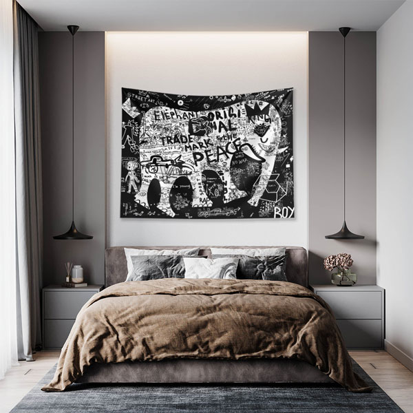 duvar-ortusu-4952-05 Grafiti Fil Figürlü Sokak Sanatı Duvar Örtüsü 4952