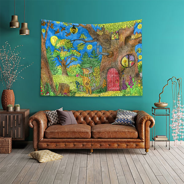 Masalsı Orman ve Sevimli Hayvanlar Duvar Örtüsü 4954