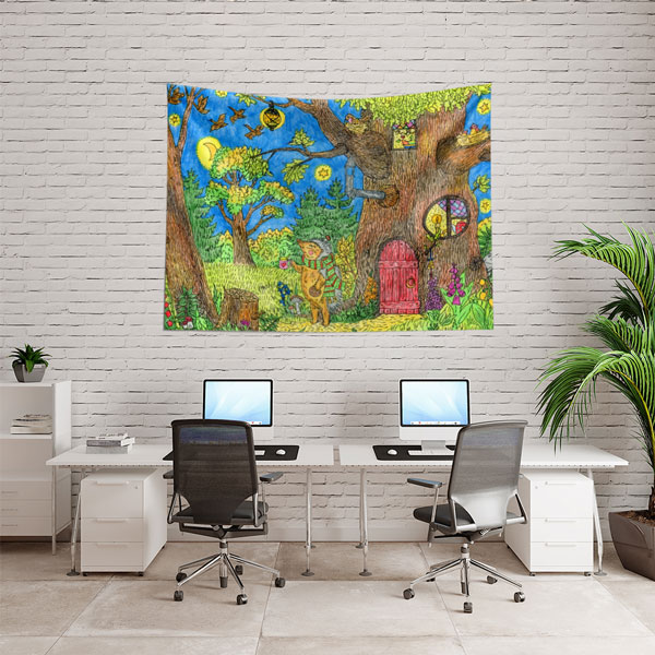 Masalsı Orman ve Sevimli Hayvanlar Duvar Örtüsü 4954