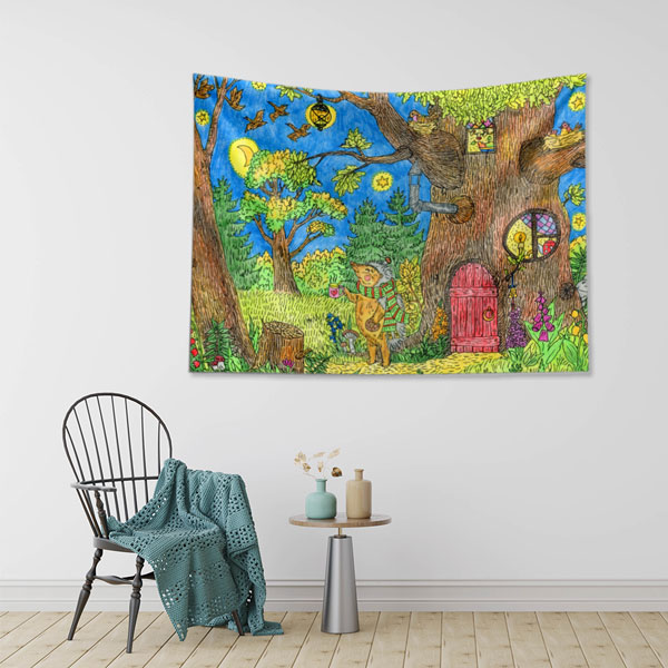 Masalsı Orman ve Sevimli Hayvanlar Duvar Örtüsü 4954