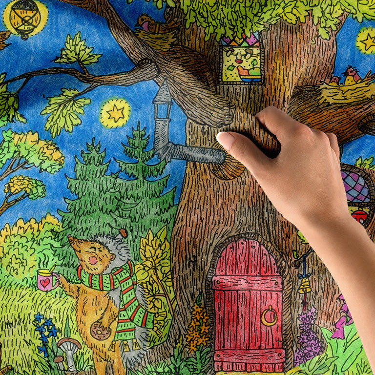 Masalsı Orman ve Sevimli Hayvanlar Duvar Örtüsü 4954