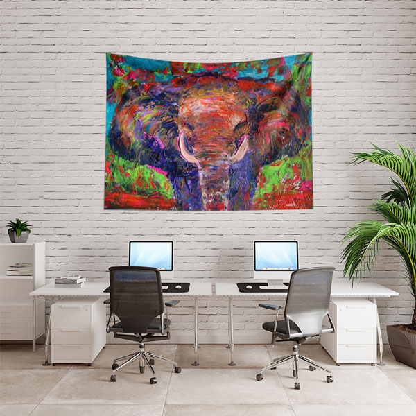 Renkli Dokulu Fil Portresi Duvar Örtüsü 4955