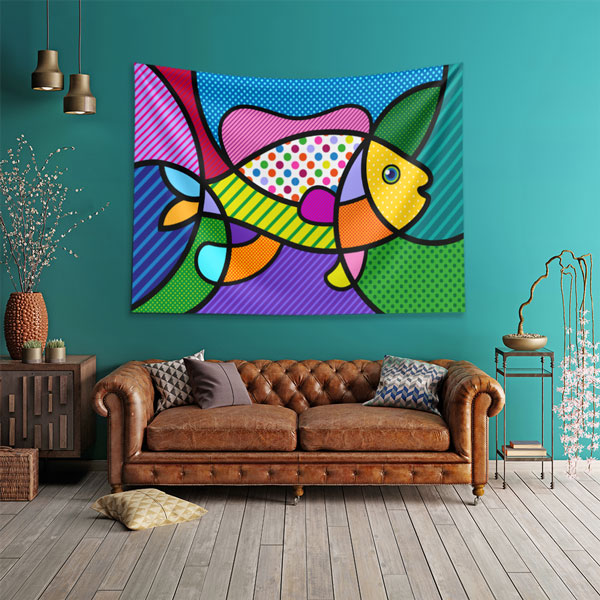 Renkli Pop Art Balık Figürlü Duvar Örtüsü 4956
