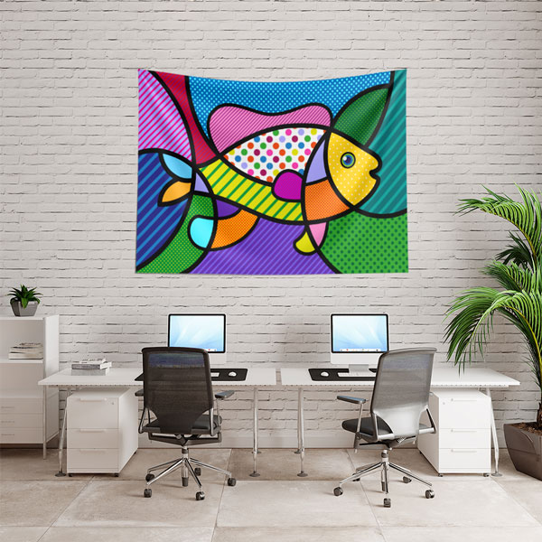 Renkli Pop Art Balık Figürlü Duvar Örtüsü 4956