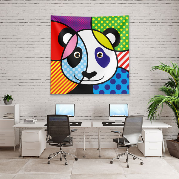 Renkli Pop Art Panda Figürlü Duvar Örtüsü 4957