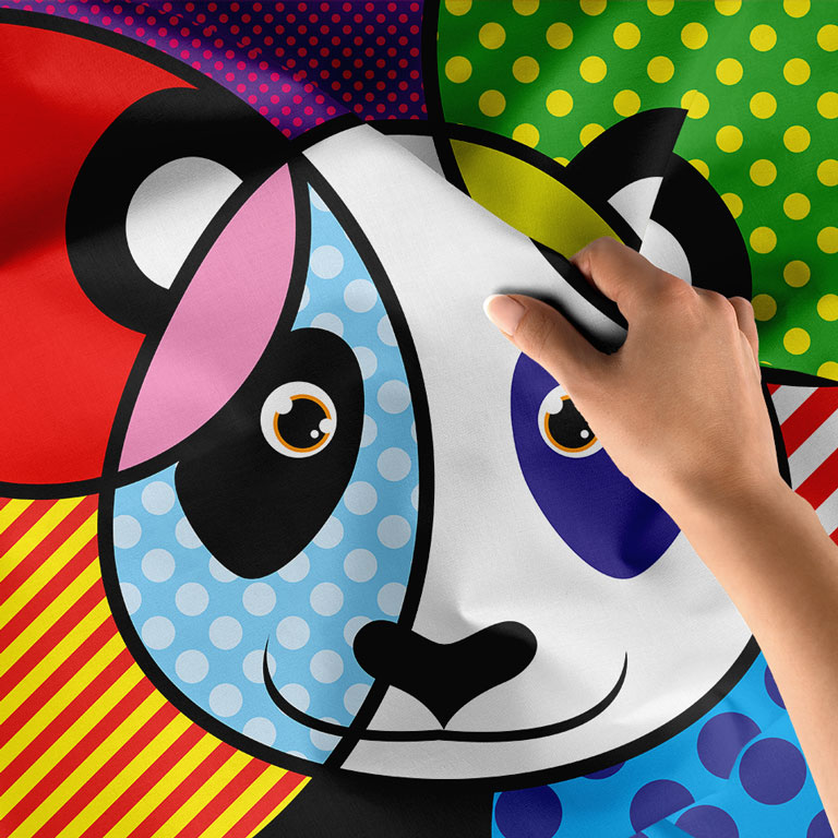 Renkli Pop Art Panda Figürlü Duvar Örtüsü 4957