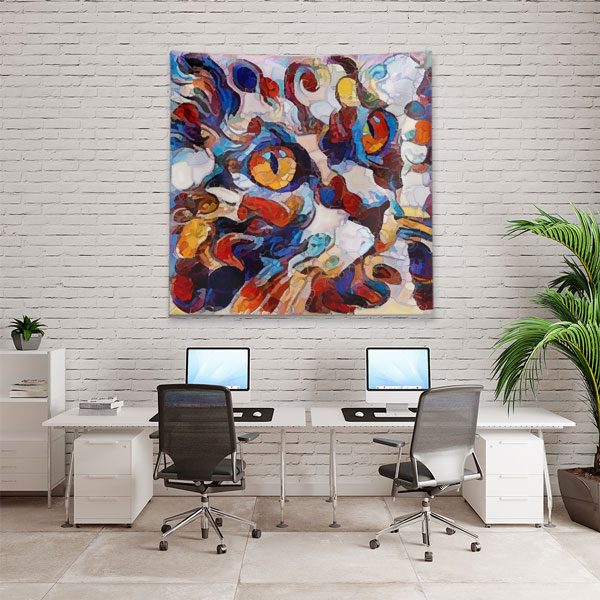 Soyut Hayvan Figürlü Renkli Duvar Örtüsü 4958