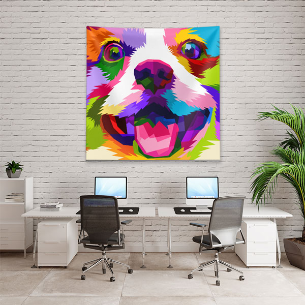 Renkli Pop Art Köpek Portresi Duvar Örtüsü 4959