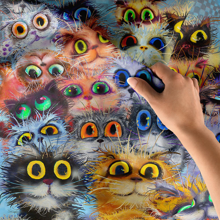 Renkli Sevimli Kediler Kolajı Duvar Örtüsü 4961