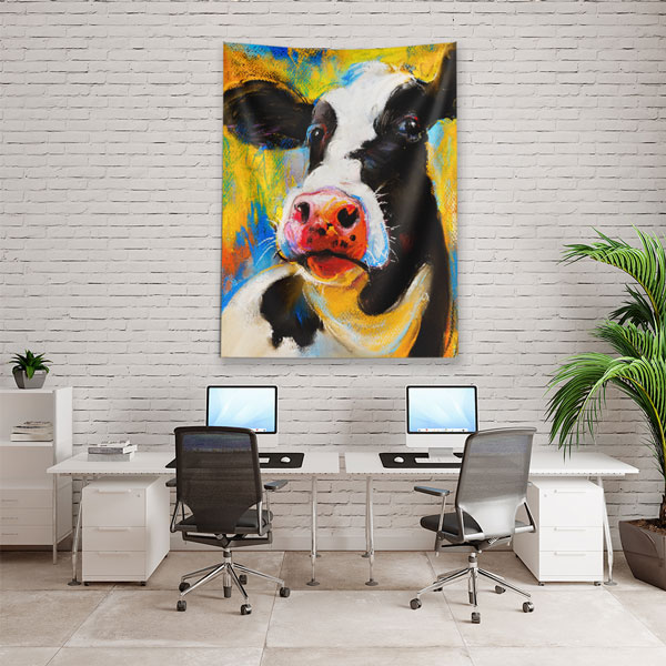 Renkli Sanatsal İnek Portresi Duvar Örtüsü 4968