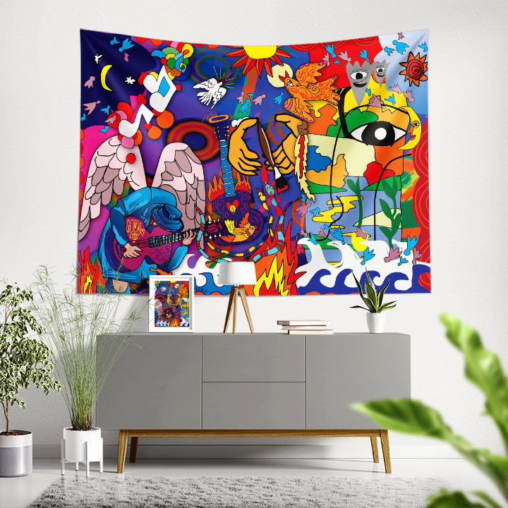 Renk Patlaması Soyut Grafiti Duvar Örtüsü 5020