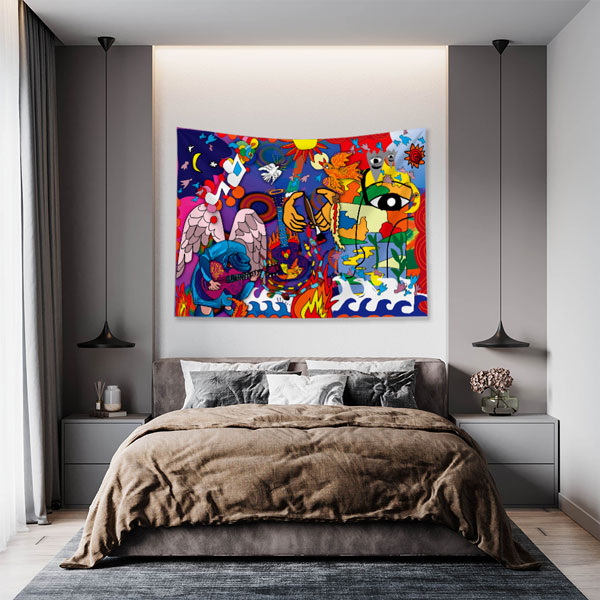 Renk Patlaması Soyut Grafiti Duvar Örtüsü 5020