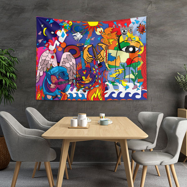 Renk Patlaması Soyut Grafiti Duvar Örtüsü 5020