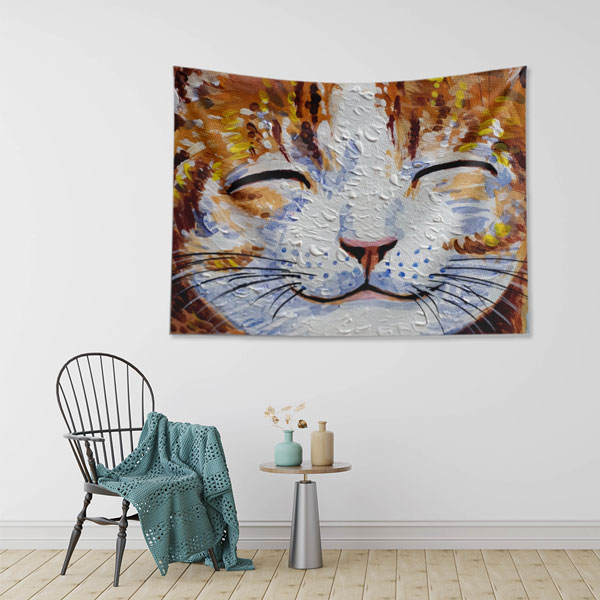 Sanatsal Kedi Duvar Örtüsü 5025