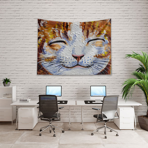 Sanatsal Kedi Duvar Örtüsü 5025