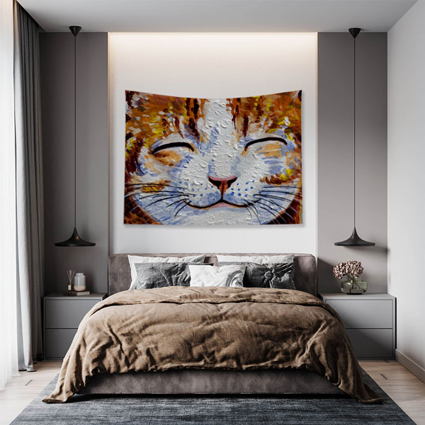 Sanatsal Kedi Duvar Örtüsü 5025